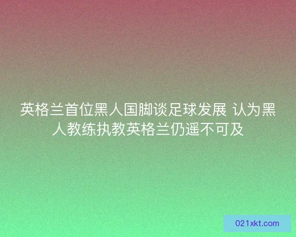 英格兰首位黑人国脚谈足球发展 认为黑人教练执教英格兰仍遥不可及